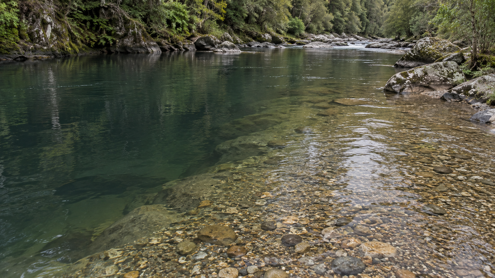 Shallow and deep zones in a trout stream