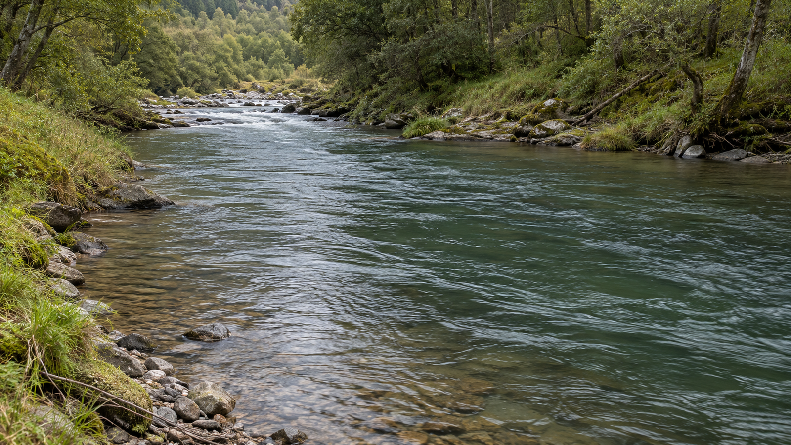 Moderate depth run in a trout stream
