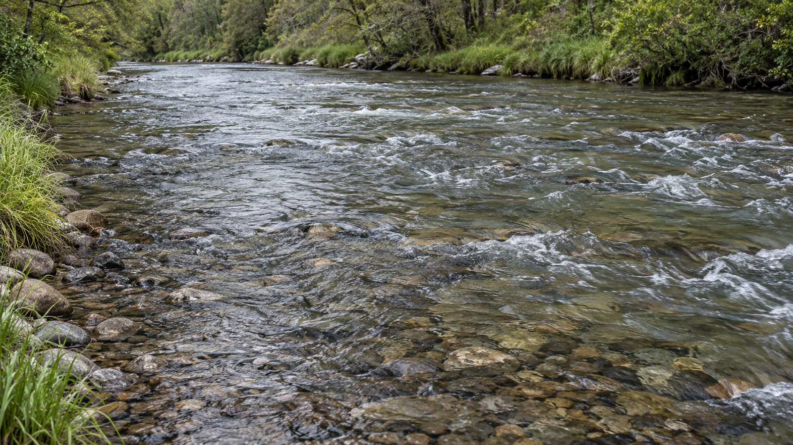 Shallow riffles in a trout stream